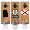 Alabama Bottle Opener With State Flag or Map Graphic - Wall Mount Wood Board With Removable Cap Catcher and Cast Iron Opener - Rustic AL Gift and Home Decor view 1