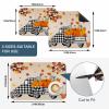Thanksgiving Dish Drying Mat for Kitchen Counter,Super Absorbent Quick Dry Coffee Bar Mat Pad Thin Diatomaceous Sink Mat Non Slip Dish Drainer Mat 12x16 Black White Plaid Truck Fall Pumpkin Maple Leaf view 4