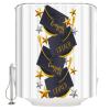 Anzona Graduation Star Waterproof Shower Curtains Set - Extra Long 72 x 84 Inch, Black White Golden Decoration Polyester Fabric Bathroom Curtain with 12 Hooks, Bathroom Accessories, 1 Panel view 2
