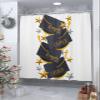 Anzona Graduation Star Waterproof Shower Curtains Set - Extra Long 72 x 84 Inch, Black White Golden Decoration Polyester Fabric Bathroom Curtain with 12 Hooks, Bathroom Accessories, 1 Panel view 4
