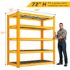 REIBII Garage Shelving Load 3000LBS, 5-Tier Storage Shelves, Adjustable Heavy Duty Metal Shelving Unit for Pantry, Basement, Warehouse, 72" H x 36" W x 16" D view 2
