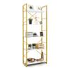 CAPHAUS 5 Tier Bookshelf, 24 Inch Width Free Standing Shelf, Bookcase Shelf Storage Organizer, Industrial Book Shelves for Home Office, Living Room, Kitchen, White Wooden Shelves & Gold Frame view 1