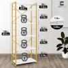 CAPHAUS 5 Tier Bookshelf, 24 Inch Width Free Standing Shelf, Bookcase Shelf Storage Organizer, Industrial Book Shelves for Home Office, Living Room, Kitchen, White Wooden Shelves & Gold Frame view 3