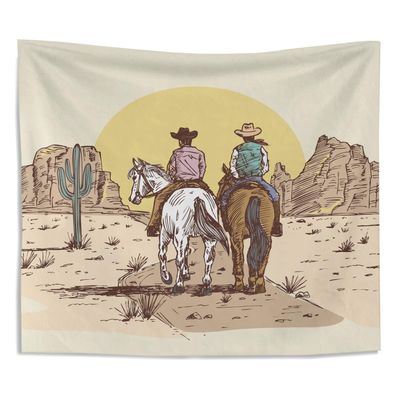 Knibeo Western Cowboy Riding Horse Tapestry Wall Hanging for Bedroom, Wall Decor, 50x60 Inch