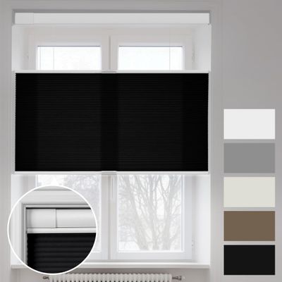 Boolegon No Tools No Drill Shades for Windows,Modern Top Down Bottom Up Cellular Shades,Light Filtering Cordless Honeycomb Blinds Easy Install Blinds&Shades for Home and Office,Black,21" W x 48" H