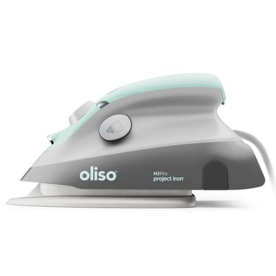 oliso M3Pro Project Steam Iron with Solemate  1000W Ceramic Soleplate Iron and LED Light for Sewing, Quilting, Crafting, and Travel  Aqua