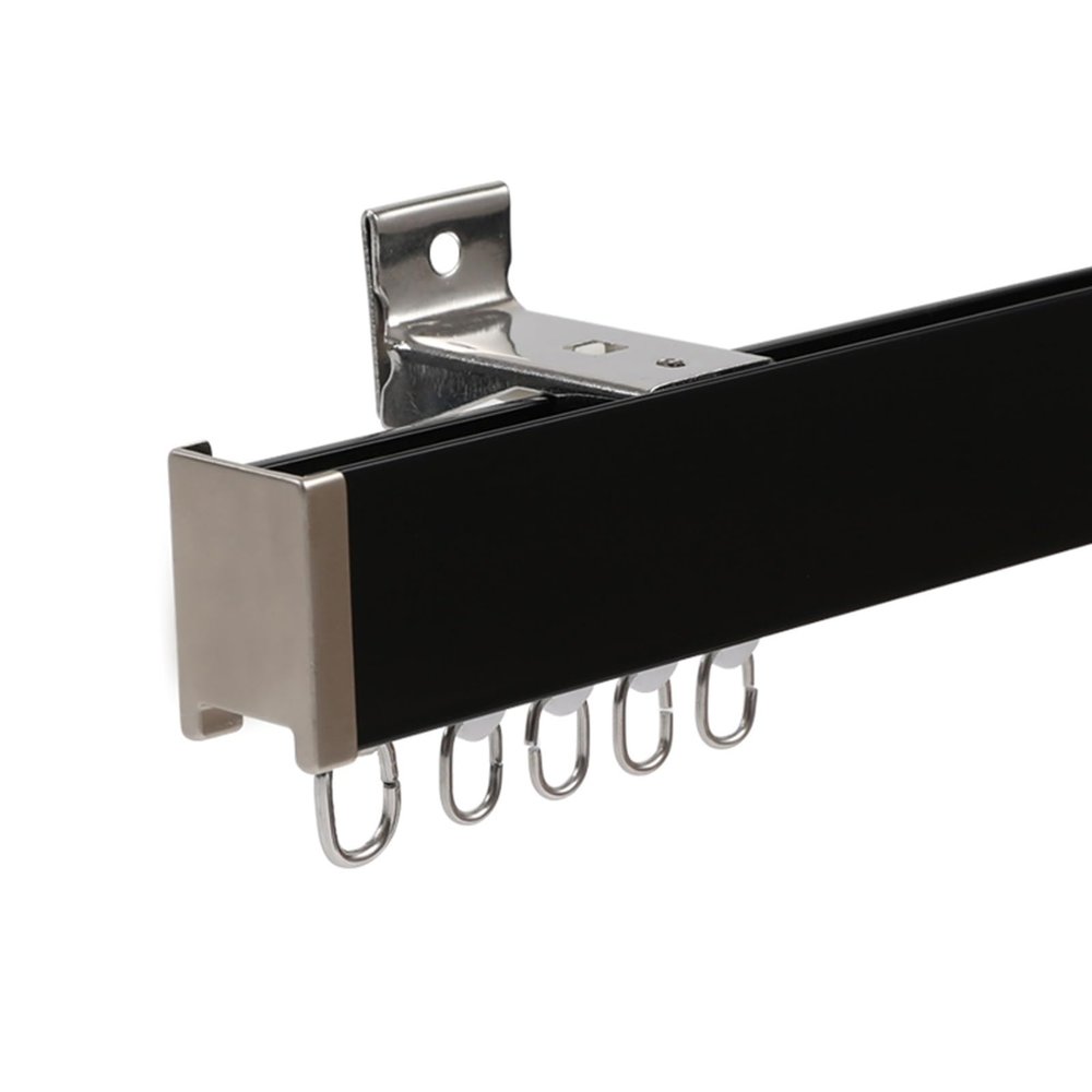 Aluminium Curtain Rails for Bedroom, Hospital Curtain Track - Ceiling/Wall Mount - Light Tightness - Curtain Rod to Create A Private Space (Color : Black-02, Size : A-2.5m(1.25m*2))