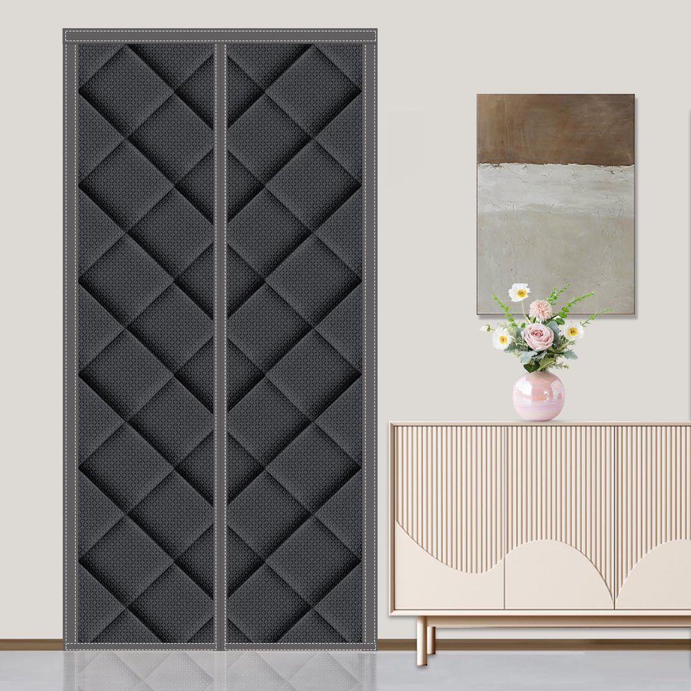 Insulated Door Curtain Fits Door Size 32 x 98 inch, Screen Size 35" x 100" Insulated Door Screen Curtains Keep Draft Out for Ac Room for Air Conditioner Heater Room Home Kitchen