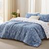 Bedsure King Comforter Set - Infinity Blue Bed Set, 3 Pieces Cute Floral Bedding, 1 Soft Reversible Botanical Flowers Comforter and 2 Pillow Shams view 2