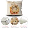 KafePross Halloween Trick or Treat Puppy Dog Pillow Cover Scary Wood Labrador with Pumpink Pumpkin Decor Cotton Linen Halloween Farmhouse Decor Cushion Cover, 16x16 Inch Double Sides Print 132 view 2