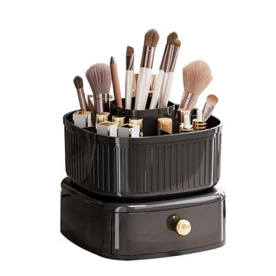 TOWINE Makeup Organizer Home Desktop Light Luxury Storage Box Living Room Bedroom Large Capacity Storage Bucket Plastic Advanced Multi-Functional Cosmetics Storage Box for Makeup Brushes Lipstick