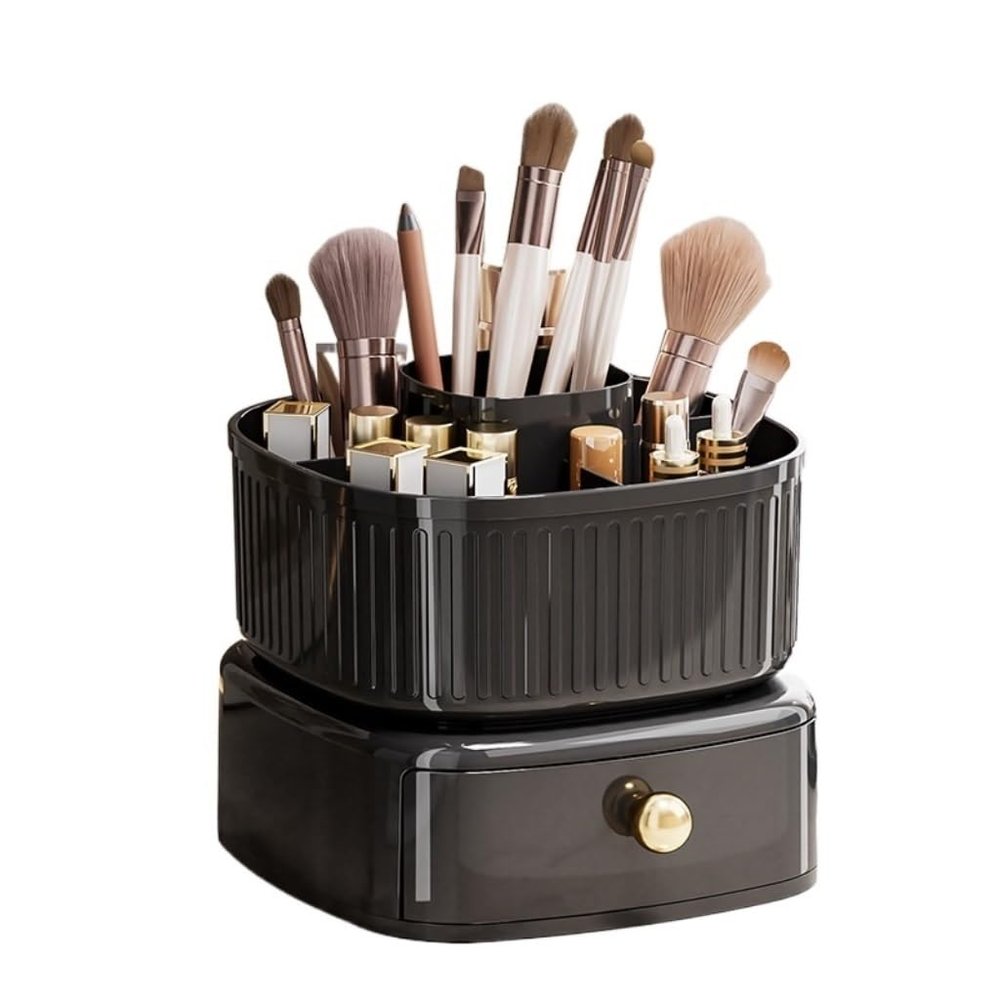 TOWINE Makeup Organizer Home Desktop Light Luxury Storage Box Living Room Bedroom Large Capacity Storage Bucket Plastic Advanced Multi-Functional Cosmetics Storage Box for Makeup Brushes Lipstick