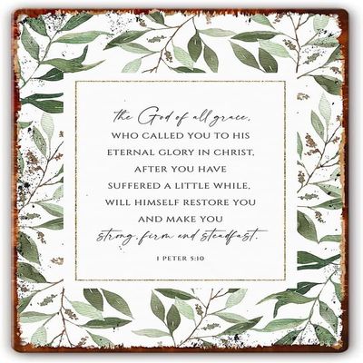 1 Peter 5:10 Metal Signs Bible Verse Wall Art Christian Home Decor Christian Gift Kitchen Prints Painting For Bathroom Pics Vertical Artwork Decoration Metal Tin Sign 6x8 Inch