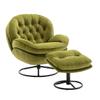 LLS Swivel Accent Chair with Ottoman, Reading Chair, Velvet Lounge Chair, Comfy Living Room Chair, Lazy Sofa for Bedroom,Apartment,Reading Room,Green view 3