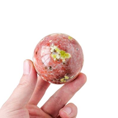 AAKOMA 1PC Natural Stone Peach Blossom Tourmaline Crystal Ball Gemstone Peach Blossom Stone Quartz Sphere Home Decoration (Size : About 4-5cm)