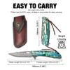 Cottonbell Damascus Pocket Knife with Clip Unique Abalone Seashells Handle Folding Knives for Men EDC Knife with Safety Liner Lock,Survival Knife for Camping Fishing Hiking Hunting Gift view 4