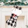 Hying Large Christmas Stockings Xmas Elk Stockings with Dog Paw Bones Winter Gift Stocking Decorations Black White Buffalo Plaid Burlap Stockings for Home Hanging Ornaments Christmas Party Favor view 1