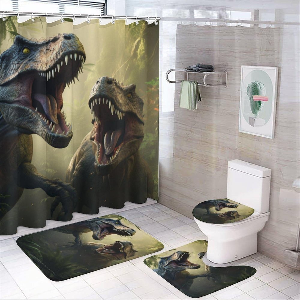 Dunmat Ancient Century Dinosaur Shower Curtain Set for Bathroom