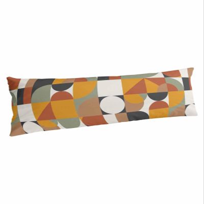 BOBOWUNY Yellow Orange Teal Grey Body Pillow Covers, Soft Bed Throw Pillowcases Breathable Cooling Long Lumbar Body Pillow Sham Cover for Bed Sofa 20x54 Middle Century Modern Geometric