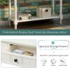 35.43 Inches Console Table, Sofa Table Mediterranean Sideboard Buffet Cabiet with 2 Drawers & Bottom Open Shelf Sturdy Solid Wood Legs for Entryway, Hallway, Living Room (Ivory White) view 4