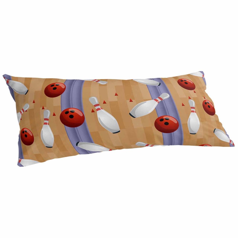 BOBOWUNY Bowling Sport Pillow Covers King Size, Soft Bed Throw Pillowcases Breathable Cooling Long Lumbar Body Pillow Sham Cover for Bed Sofa 20x40 Purpel Brown Striped Red Ball Geometric