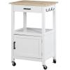 ZENY Rolling Kitchen Island Cart with Storage Cabinet and Shelf, Kitchen Cart with Drawer on Wheels, Small Home Coffee Bar, Microwaves Stand with 3 Side Hooks for Dining Room, White view 1