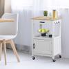 ZENY Rolling Kitchen Island Cart with Storage Cabinet and Shelf, Kitchen Cart with Drawer on Wheels, Small Home Coffee Bar, Microwaves Stand with 3 Side Hooks for Dining Room, White view 2