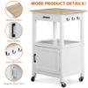 ZENY Rolling Kitchen Island Cart with Storage Cabinet and Shelf, Kitchen Cart with Drawer on Wheels, Small Home Coffee Bar, Microwaves Stand with 3 Side Hooks for Dining Room, White view 3