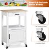 ZENY Rolling Kitchen Island Cart with Storage Cabinet and Shelf, Kitchen Cart with Drawer on Wheels, Small Home Coffee Bar, Microwaves Stand with 3 Side Hooks for Dining Room, White view 4