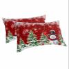Christmas Snowman Pillow Covers Queen Size 2 Pack, Soft Bed Throw Pillowcases Breathable Cooling Long Lumbar Body Pillow Sham Cover for Bed Sofa 20x30 Winter Snowflake Xmas Tree Gifts Balls Red view 1