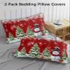 Christmas Snowman Pillow Covers Queen Size 2 Pack, Soft Bed Throw Pillowcases Breathable Cooling Long Lumbar Body Pillow Sham Cover for Bed Sofa 20x30 Winter Snowflake Xmas Tree Gifts Balls Red view 3