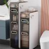Bathroom Storage Cabinet with Wheels and Drawers - Side Toilet Organizer for Small Spaces - Floor Standing Movable Cabinet view 2