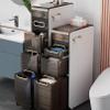 Bathroom Storage Cabinet with Wheels and Drawers - Side Toilet Organizer for Small Spaces - Floor Standing Movable Cabinet view 4