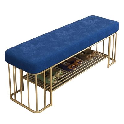 SBOJI Shoe Bench 2 Tier Shoe Rack Bench Entryway Upholstery Bench with Metal Frame Ottoman Bench for Living Room (Color : Blue, Size : 80 * 35 * 45cm)