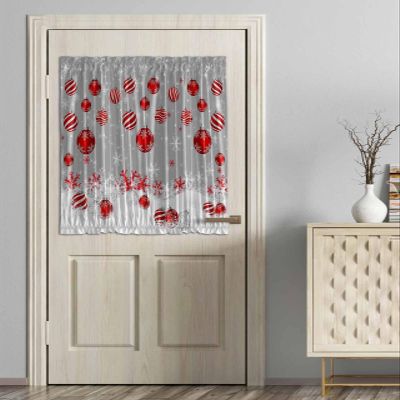 Christmas Blackout Door Curtains for French, Glass,Front, Back, Patio Door, Thermal Insulated Rod Pocket Window Curtain Drapes With Tiebacks, Red Balls Winter Fantasy Snowflake Grey 54"x40"