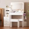 Makeup Vanity, Fashion Vanity Desk with Mirror and Lights, Makeup Vanity with Drawers & Shelves, White Vanity with Lighted Mirror, 3 Color Lighting Brightness Adjustable view 1