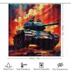 4PCS Medieval Tanks Shower Curtain Set Cool Looking Battlefield Retro Style Bathroom Decor Sets with Rugs Bathroom Accessories Set Bathroom Curtain Shower Set with 12 Hooks view 2
