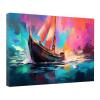 VOCBAN Abstract Canvas Wall Art Blue Red Sunset Sailboat Large Trendy Canvas Wall Art For Living Room Bedroom Kitchen Office Bathroom Decor Big Wall Art Posters & Prints-12x16in Framed view 1