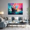VOCBAN Abstract Canvas Wall Art Blue Red Sunset Sailboat Large Trendy Canvas Wall Art For Living Room Bedroom Kitchen Office Bathroom Decor Big Wall Art Posters & Prints-12x16in Framed view 3