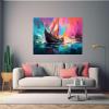 VOCBAN Abstract Canvas Wall Art Blue Red Sunset Sailboat Large Trendy Canvas Wall Art For Living Room Bedroom Kitchen Office Bathroom Decor Big Wall Art Posters & Prints-12x16in Framed view 4