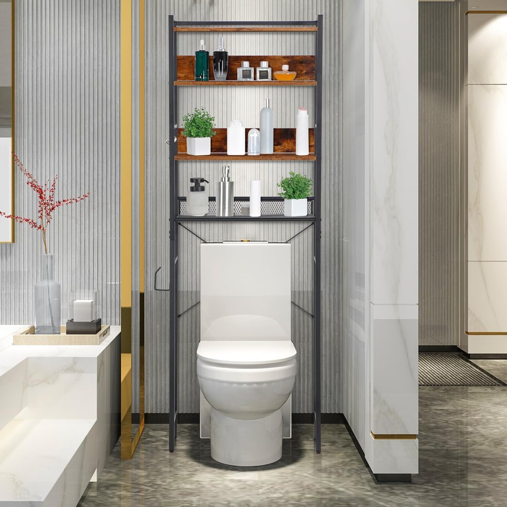 ZenStyle Over The Toilet Storage, 4-Tier Bathroom Space Saver Storage Organizer, Multifunctional Toilet Stand Rack, Easy to Assembly