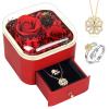 Fanadith Preserved Roses with Necklace & Ring, Eternal Roses, Real Rose Gifts for Mom Wife Girlfriend, Valentines Day Gifts for Her, Mothers Day Anniversary Christmas Birthday Gifts for Women (Red) view 1