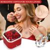 Fanadith Preserved Roses with Necklace & Ring, Eternal Roses, Real Rose Gifts for Mom Wife Girlfriend, Valentines Day Gifts for Her, Mothers Day Anniversary Christmas Birthday Gifts for Women (Red) view 3