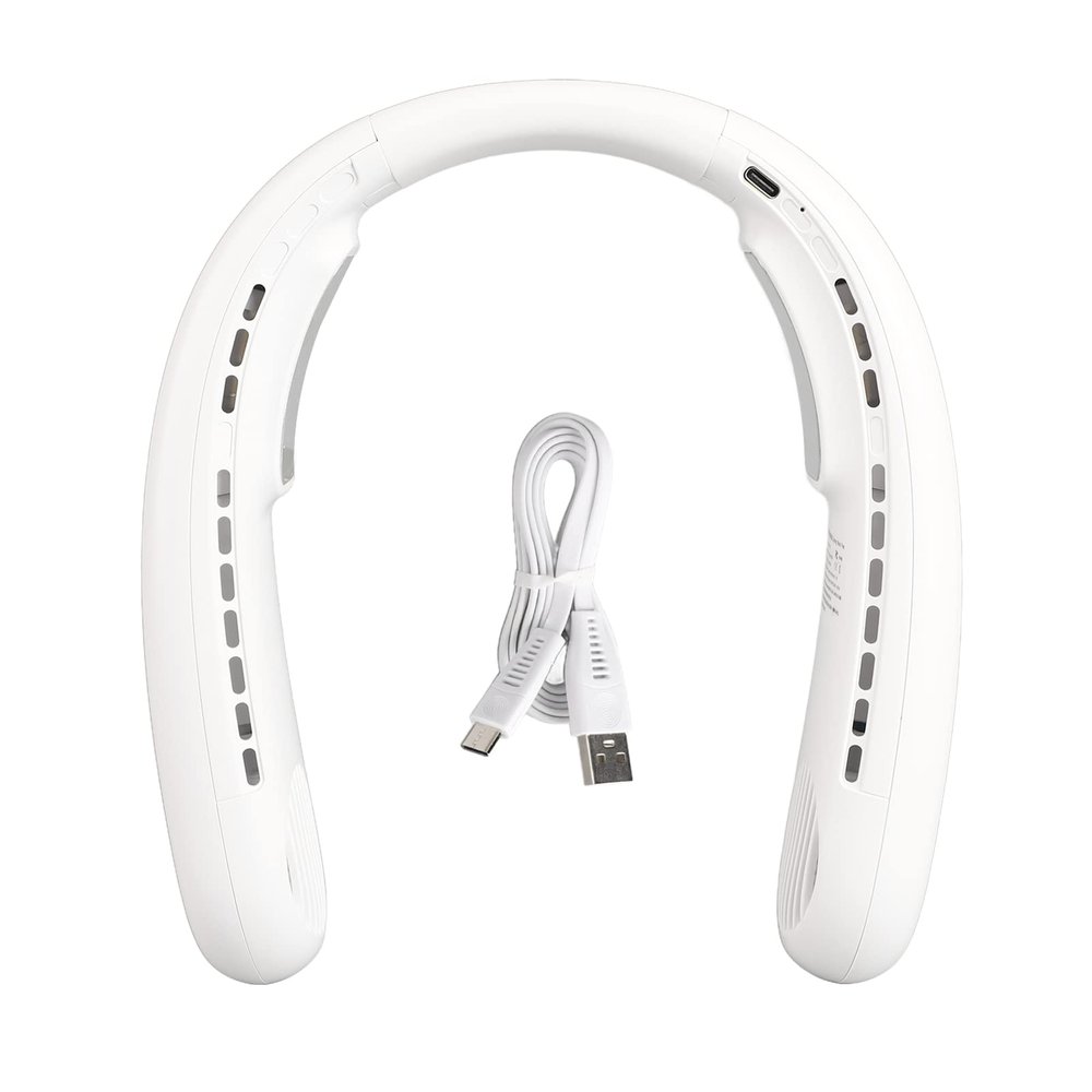 Restokki Portable Neck Fan with Semiconductor Dual Cooling, 3 Adjustable Speeds, Mini USB Rechargeable Neck Cooling Fan(White)