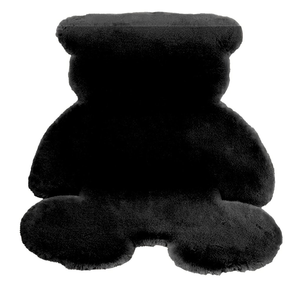 Cute Bedroom Rug - Soft and Fuzzy Bear-Shaped Children Floor Mat for Teen Girls Rooms and Living Spaces(Black)