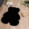 Cute Bedroom Rug - Soft and Fuzzy Bear-Shaped Children Floor Mat for Teen Girls Rooms and Living Spaces(Black) view 3