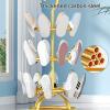 DTREEL Free Standing Metal Shoe Stand, Free Standing Metal Revolving Shoe Stand, 360 Vertical Round Shoe Rack for Entryway Hallway Shoe Organizer, Hallway Shoe (Color : White) view 4