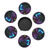 Blue Purple Flower Butterfly Coasters Set of 6 Round Leather Coaster with Holder Heat Resistant Coasters for Drinks Mug Coaster Coffee Mat Cup Pad for Kitchen Office Home Decoration view 3