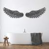 Cadeali Metal Angel Wings Wall Decor, Angel Wings Metal Wall Art, Guardian Angels Decor, Love Art, Modern Sign, Living Room, Bedroom Hangings, Housewarming Gift(Silver, 29"x15"|76x40cm) view 2