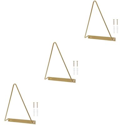 Angoily 3pcs Wall-mounted Triangular Vinyl Media Holder Sturdy Wire Storage Rack for Records Books and Magazines for Home Office and Classroom Use Finish